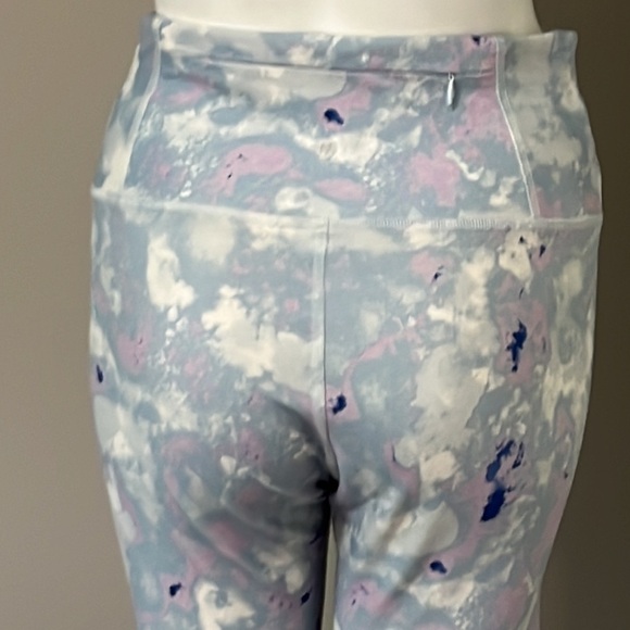 Wildfox Legging Sweat Watercolor Spill Tie Dye Blue Pant High Waist Sz Large - Picture 5 of 9